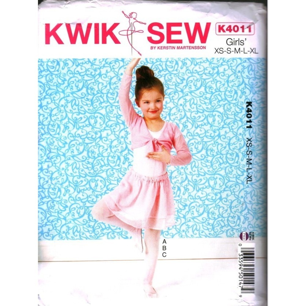 Kwik Sew K4011 Girls Shrug Leotard Skirt Sewing Pattern XS-XL Dance Gymnastics